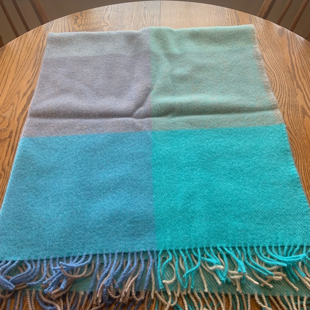Gagalis Greece Vintage Wool Throw Pastel Plaid Fringed - Picture 5 of 10